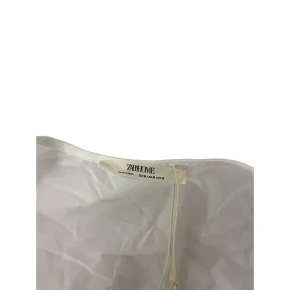 Zara Home Womens Cotton Robe Medium M Tie Waist Lace trim Classic 8148/434 NWT - Picture 5 of 11